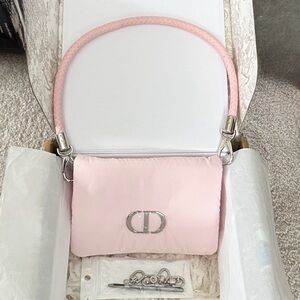 Dior Pink Cosmetic Bag with Silver Accents